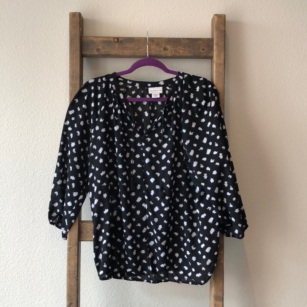 Women’s L black blouse with white spots